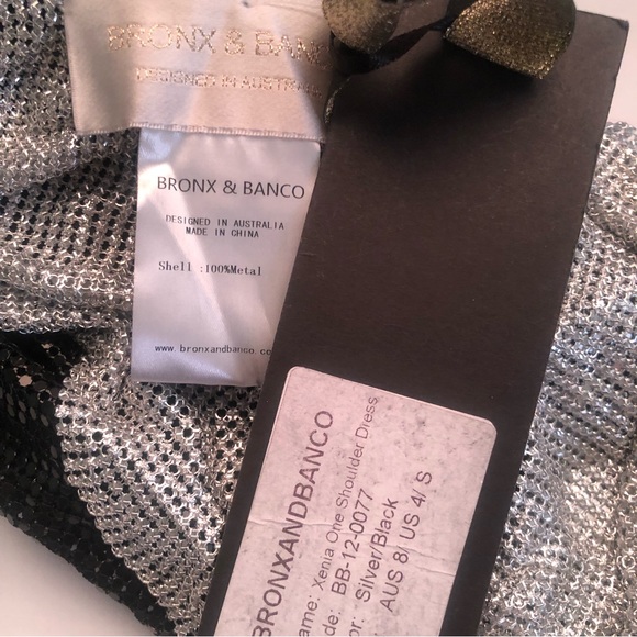 Bronx and Banco Xenia One Shoulder Dress Silver Black Metal - Picture 9 of 9